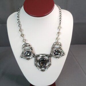 Statement Chunky Necklace Tear Drop Beads Crystal Accents Lobster Clasp 19" L